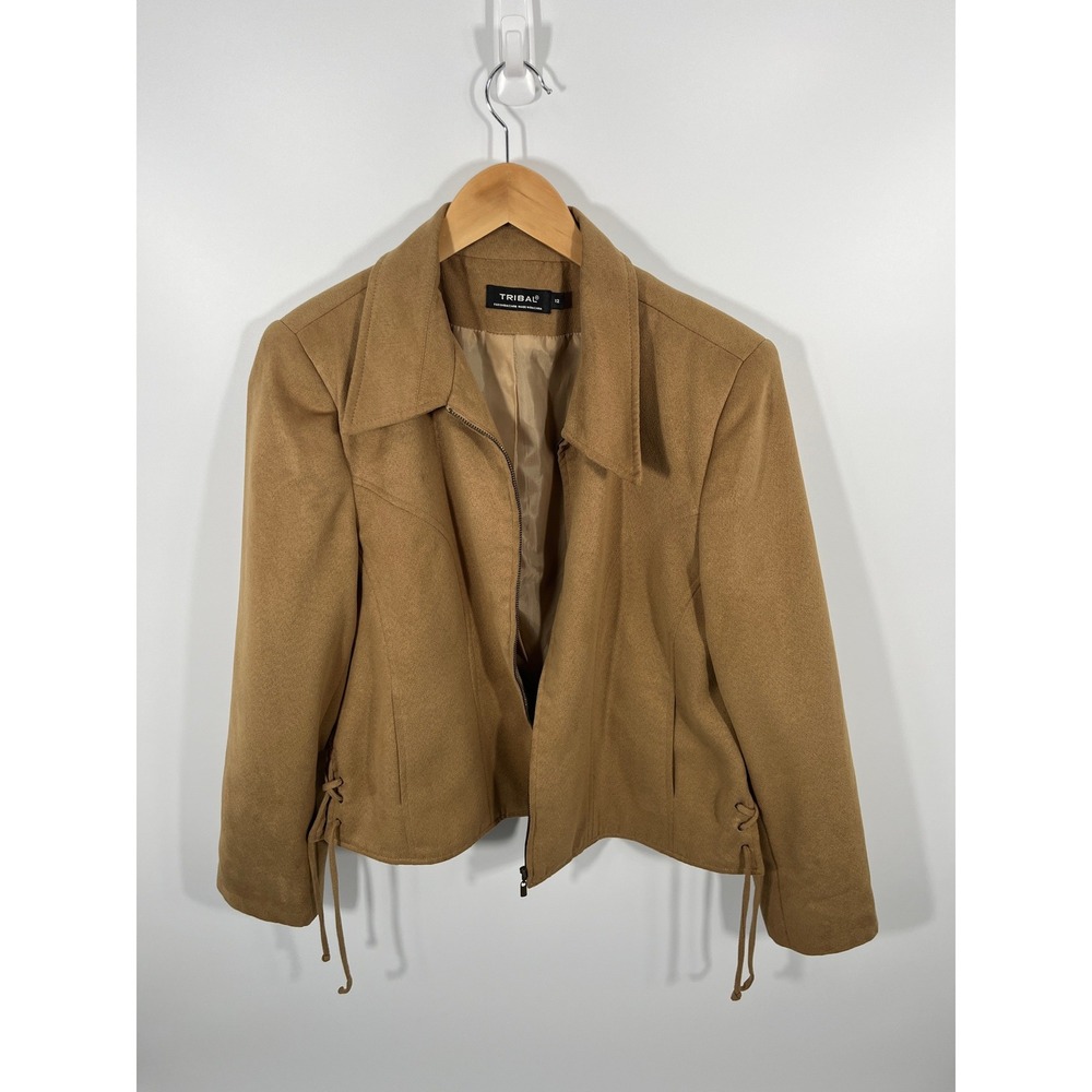 Womens Jacket 12 Tan‎ Fringe Festival Western Country Concert 90s